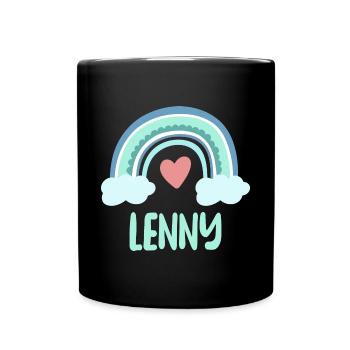 Lenny Name Regenbogen Baby - Tasse einfarbig - Schwarz - Vorne
