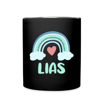 Lias Name Rainbow Baby - Full Colour Mug - black - Front