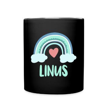 Linus Name Rainbow Baby - Full Colour Mug - black - Front