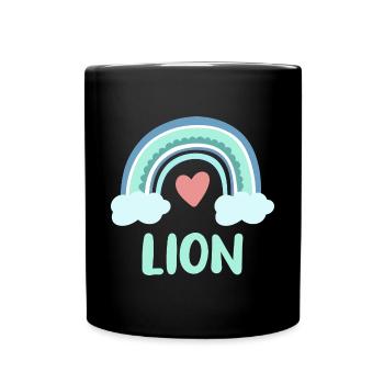 Lion Name Rainbow Baby - Full Colour Mug - black - Front