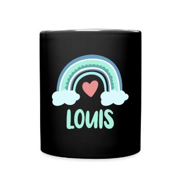 Louis Name Rainbow Baby - Full Colour Mug - black - Front