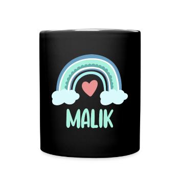 Malik Name Regenbogen Baby - Tasse einfarbig - Schwarz - Vorne