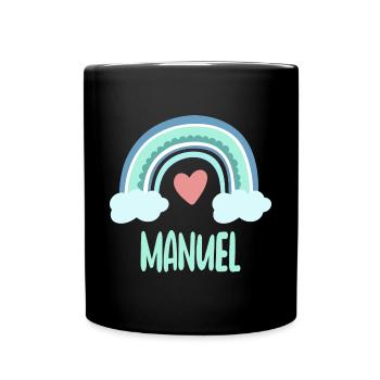 Manuel Name Regenbogen Baby - Tasse einfarbig - Schwarz - Vorne