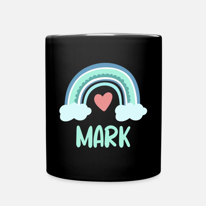 Mark Name Regenbogen Baby - Tasse einfarbig - Schwarz