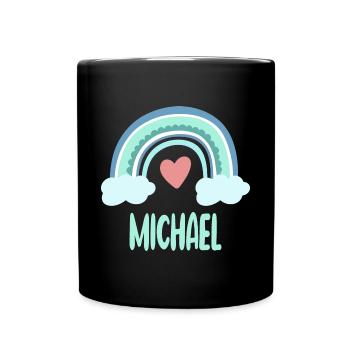 Michael Name Regenbogen Baby - Tasse einfarbig - Schwarz - Vorne