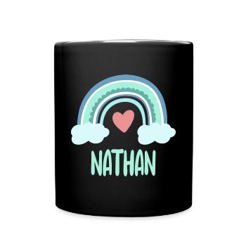 Nathan Name Regenbogen Baby - Tasse einfarbig - Schwarz - Vorne