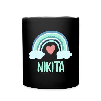 Nikita Name Regenbogen Baby - Tasse einfarbig - Schwarz - Vorne