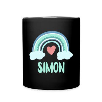 Simon Name Regenbogen Baby - Tasse einfarbig - Schwarz - Vorne