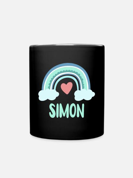 Simon Name Regenbogen Baby - Tasse einfarbig - Schwarz