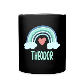Theodor Name Rainbow Baby - Full Colour Mug - black - Front