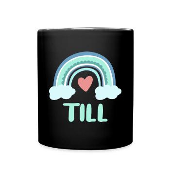 Till Name Regenbogen Baby - Tasse einfarbig - Schwarz - Vorne