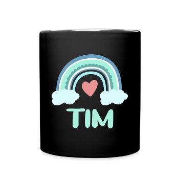 Tim Name Regenbogen Baby - Tasse einfarbig - Schwarz - Vorne