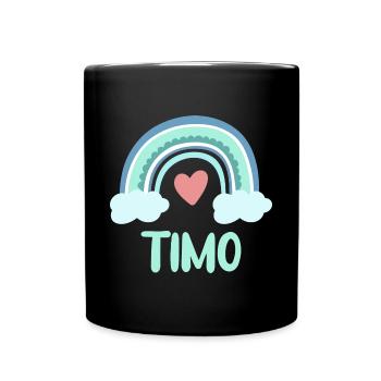 Timo Name Rainbow Baby - Full Colour Mug - black - Front