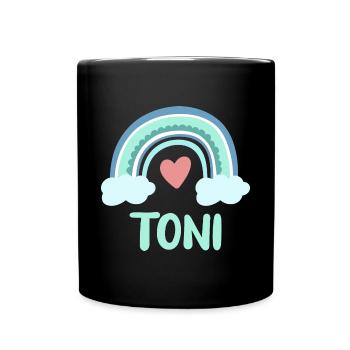 Toni Name Regenbogen Baby - Tasse einfarbig - Schwarz - Vorne