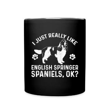 English Springer Spaniel Hund - Tasse einfarbig - Schwarz - Vorne
