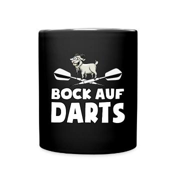 Bock auf Darts - Spruch - lustiges Wortspiel - Tasse einfarbig - Schwarz - Vorne