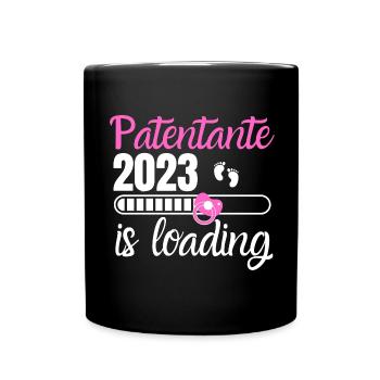Paten Tante 2023 Loading Schwangerschaft Geburt - Tasse einfarbig - Schwarz - Vorne