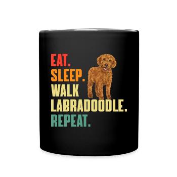 Labradoodle Dog - Full Colour Mug - black - Front