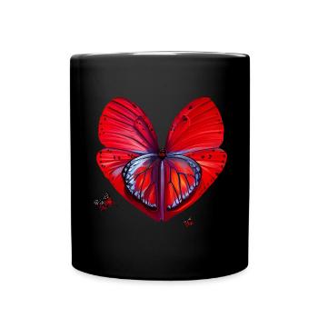 Herz voller Schmetterlinge Geschenk - Tasse einfarbig - Schwarz - Vorne