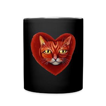 Katzenherz Valentinstag Katzenliebhaber Geschenk - Tasse einfarbig - Schwarz - Vorne