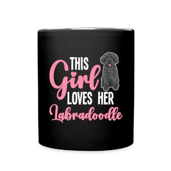 Labradoodle Hund - Tasse einfarbig - Schwarz - Vorne