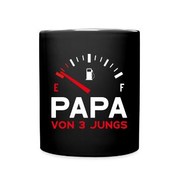 VATER DREI SÖHNE PAPA VON 3 JUNGS VATERTAG - Tasse einfarbig - Schwarz - Vorne