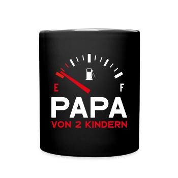 VATER ZWEI KINDER PAPA VON 2 KINDERN VATERTAG - Tasse einfarbig - Schwarz - Vorne