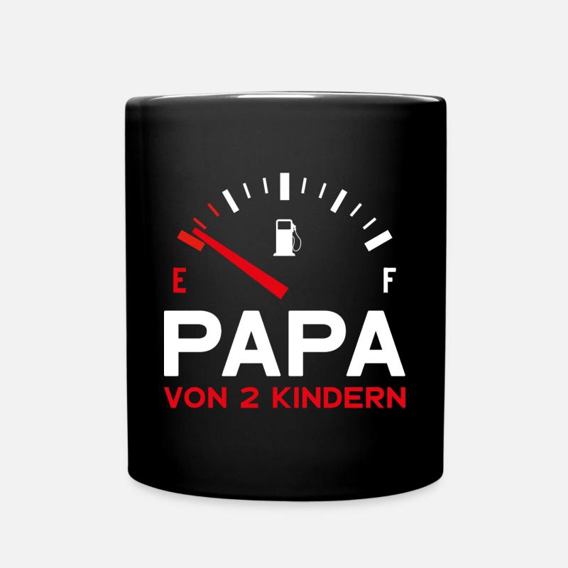 VATER ZWEI KINDER PAPA VON 2 KINDERN VATERTAG - Tasse einfarbig - Schwarz