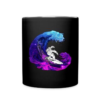 Astronaut Surfer - Mond & Weltall - Tasse einfarbig - Schwarz - Vorne