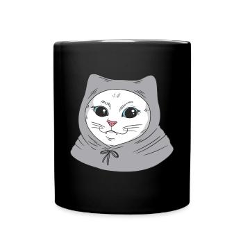 White Main Coon Cat Cat Outfit for - Full Colour Mug - black - Front