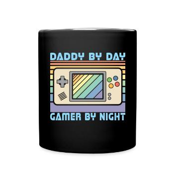 Daddy By Day Gamer By Night, Funny Gamer Dad - Full Colour Mug - black - Front