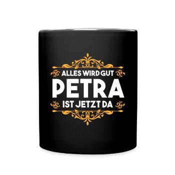 Name Petra - Tasse einfarbig - Schwarz - Vorne