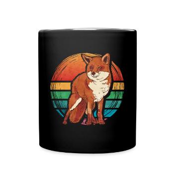 Retro Fox - Tasse einfarbig - Schwarz - Vorne