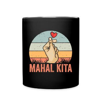 Mahal Kita Retro Pinoy Finger Heart For A Filipino - Full Colour Mug - black - Front