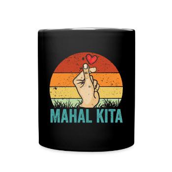 Vintage Mahal Kita Pinoy Finger Heart For Filipino - Full Colour Mug - black - Front