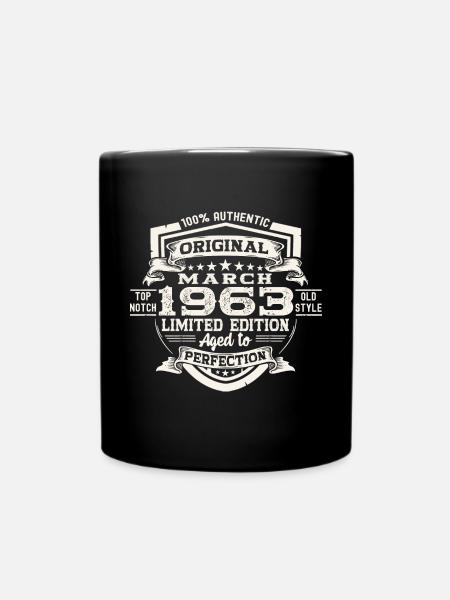 60. Geburtstag Mann Original März Jahrgang 1963 - Enfärgad mugg - svart