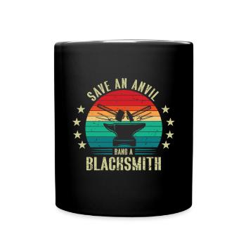 Lustiger Schmied Spruch & Schmieden - Tasse einfarbig - Schwarz - Vorne