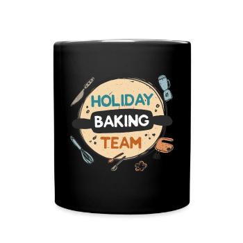Backen im Urlaub Team - Tasse einfarbig - Schwarz - Vorne