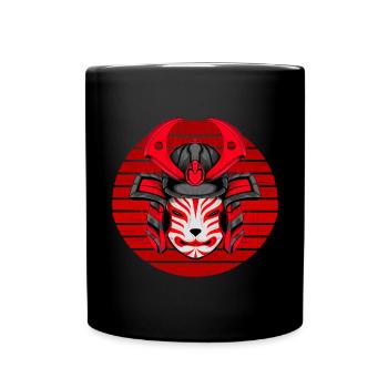 Kitsun Vaporwave Japanese Kami Vaporwave Kitsune - Full Colour Mug - black - Front