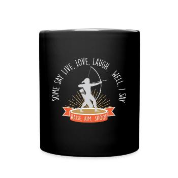 Lustiger Bogensport Spruch Bogenschießen - Tasse einfarbig - Schwarz - Vorne