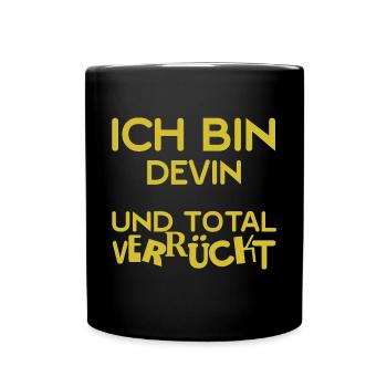 Vorname Devin - Tasse einfarbig - Schwarz - Vorne