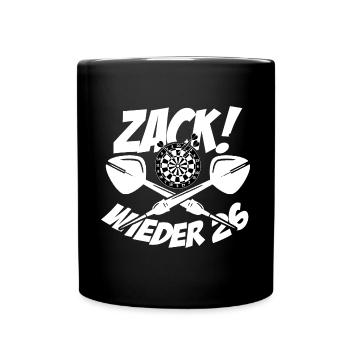 Zack wieder 26, Dartspieler Outfit, Geschenkidee - Tasse einfarbig - Schwarz - Vorne