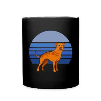 Rhodesian Ridgeback Dog Retro Blue - Full Colour Mug - black - Front