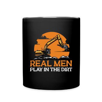 Lustiger Bagger Spruch für Baggerfahrer - Tasse einfarbig - Schwarz - Vorne