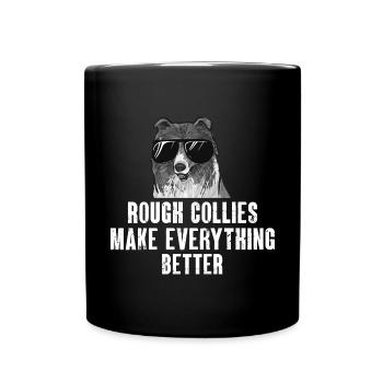 Collie à poil long Collie rugueux Chien - Mug uni - noir - Devant