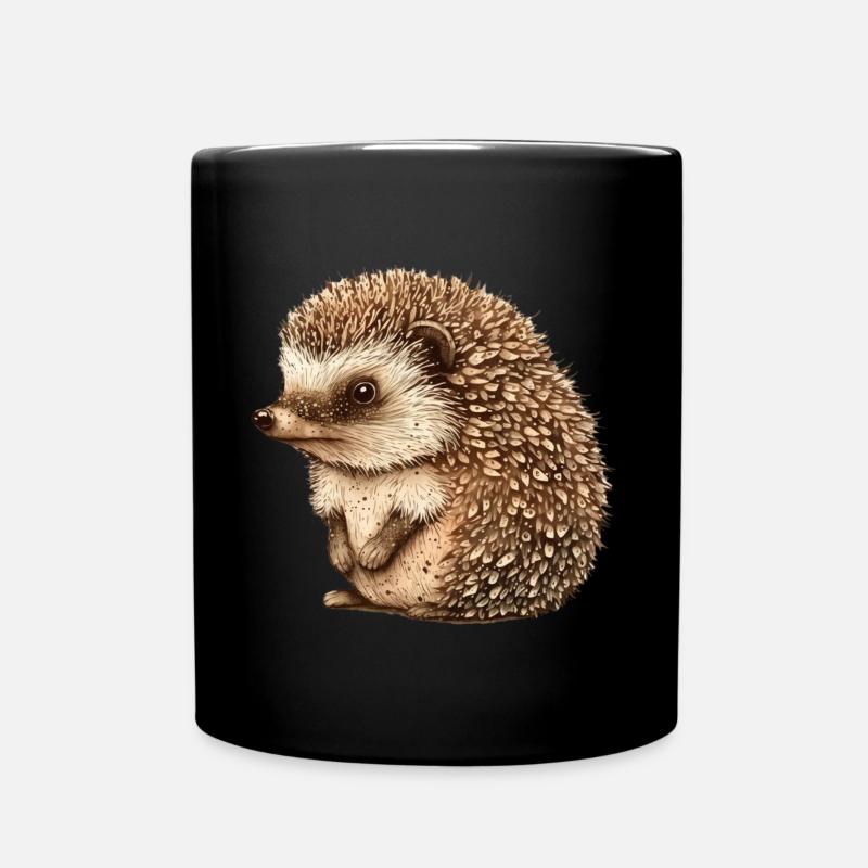 Süßer Vintage Igel - Tasse einfarbig - Schwarz