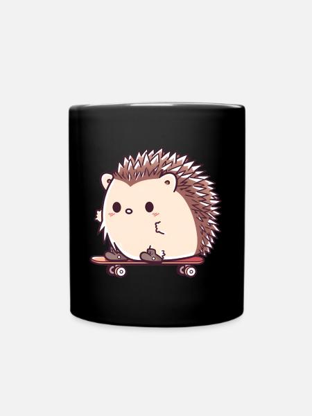 Patinage hérisson mignon - Mug uni - noir