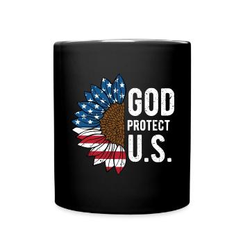 God Protect US 4th of July Independence Fourth of - Full Colour Mug - black - Front