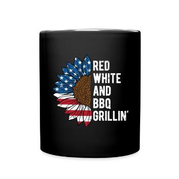 Red White and BBQ Grillin 4th of July Party - Full Colour Mug - black - Front