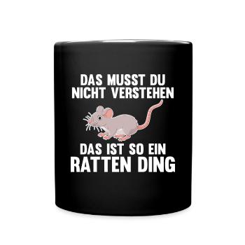 Nagetier Ratte Ratten - Tasse einfarbig - Schwarz - Vorne